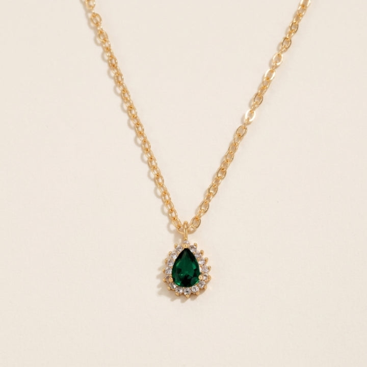 Emerald Halo Teardrop Pendant