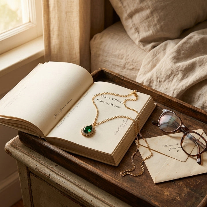 Emerald Halo Teardrop Pendant