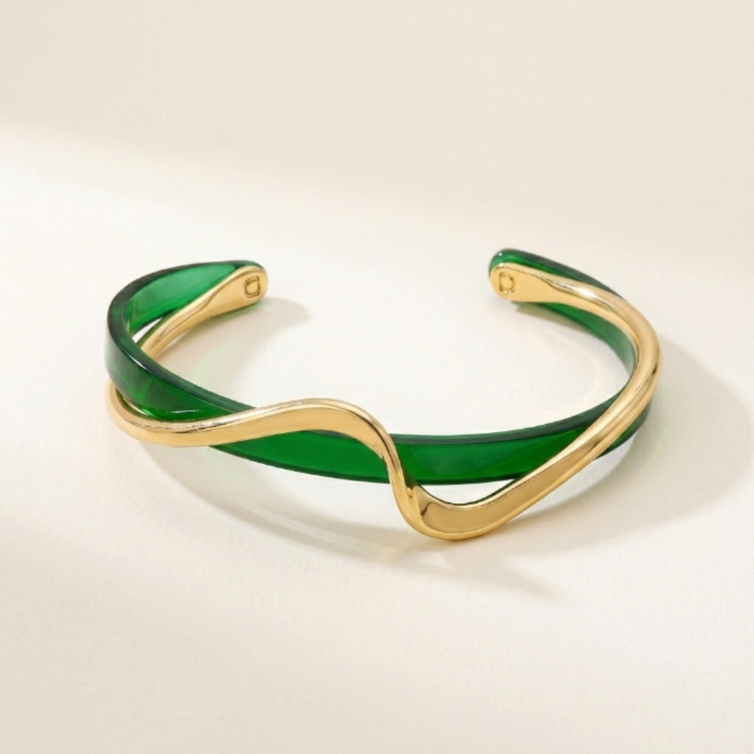 Green Wave Enamel Bangle