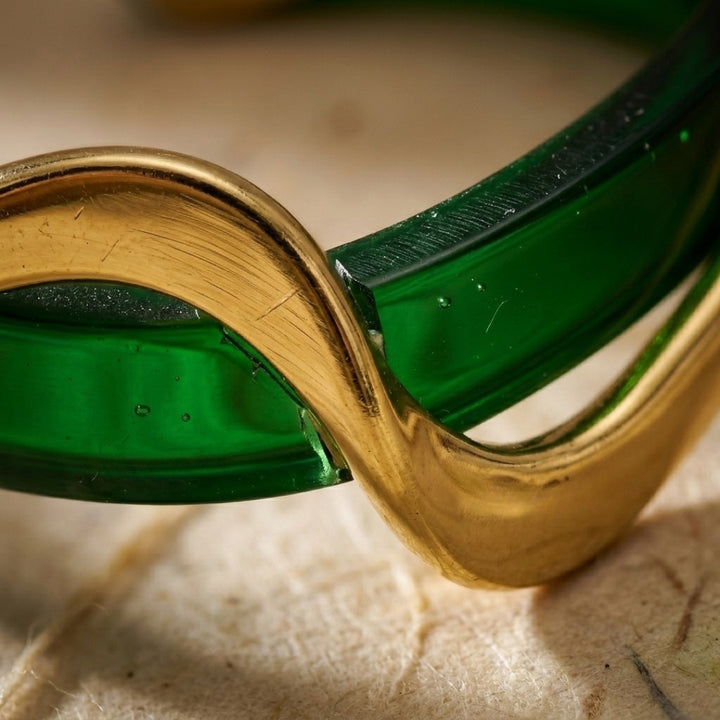 Green Wave Enamel Bangle