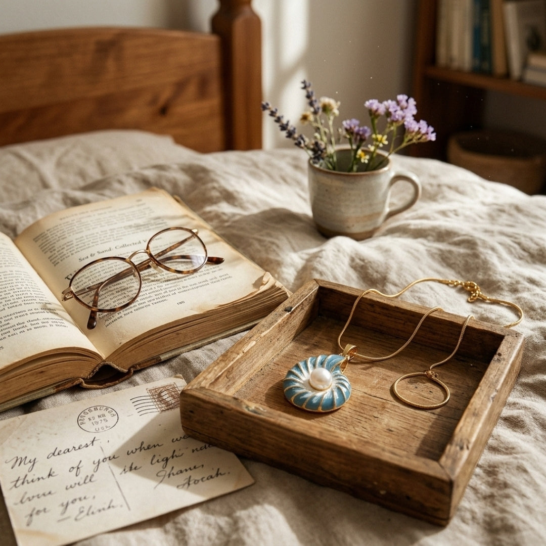 Blue Shell &amp; Pearl Pendant