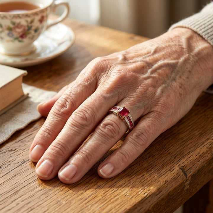 Red Crystal Crown Band Ring