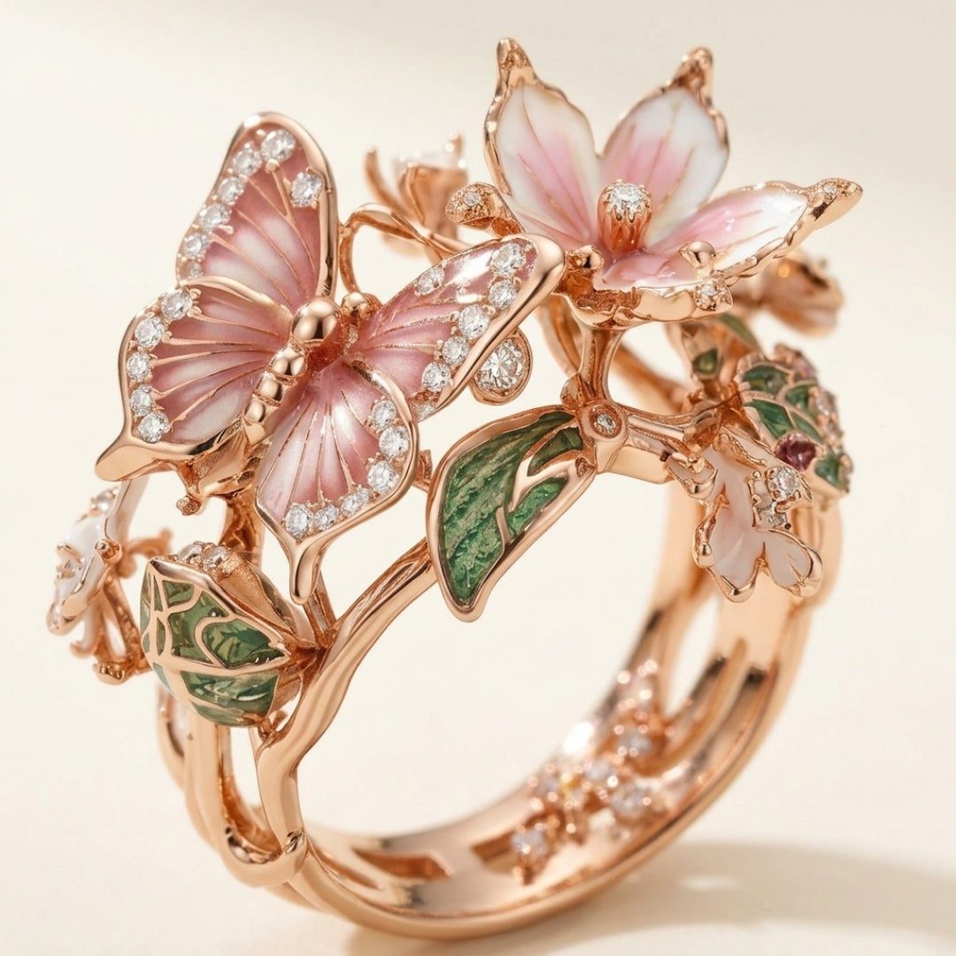 Butterfly Garden Zirconia Ring