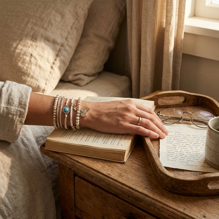 Hamsa &amp; Pearl Bracelet Stack