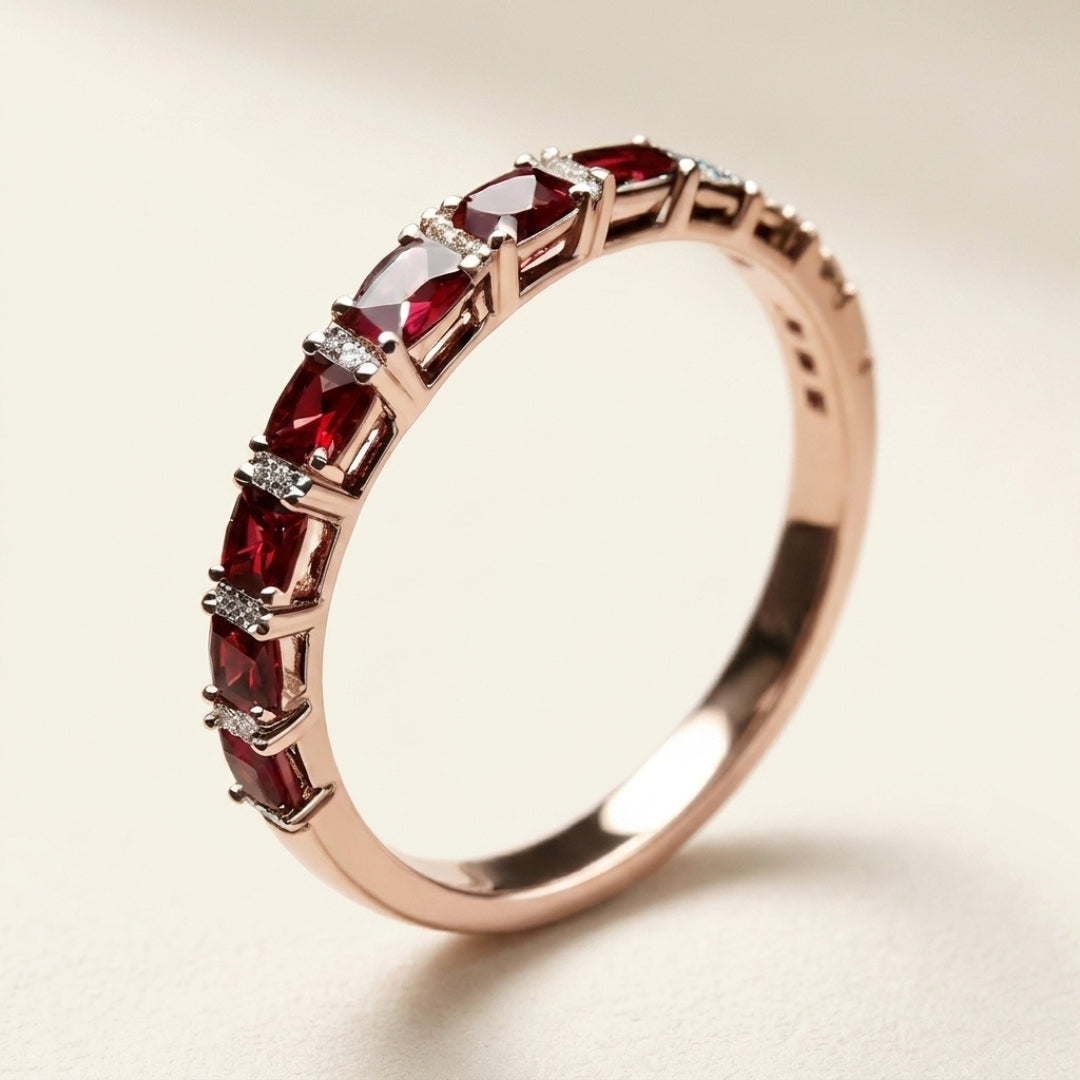Red Crystal Channel Band Ring