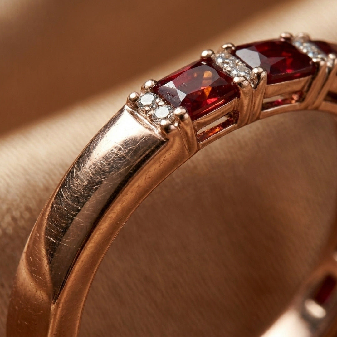 Red Crystal Channel Band Ring