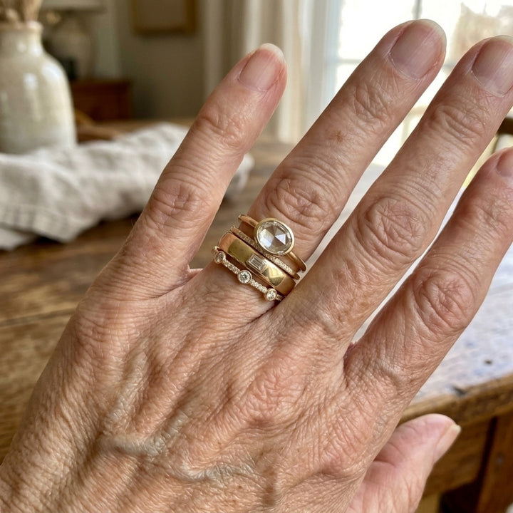 Vintage Gold &amp; CZ Stacking Ring Set