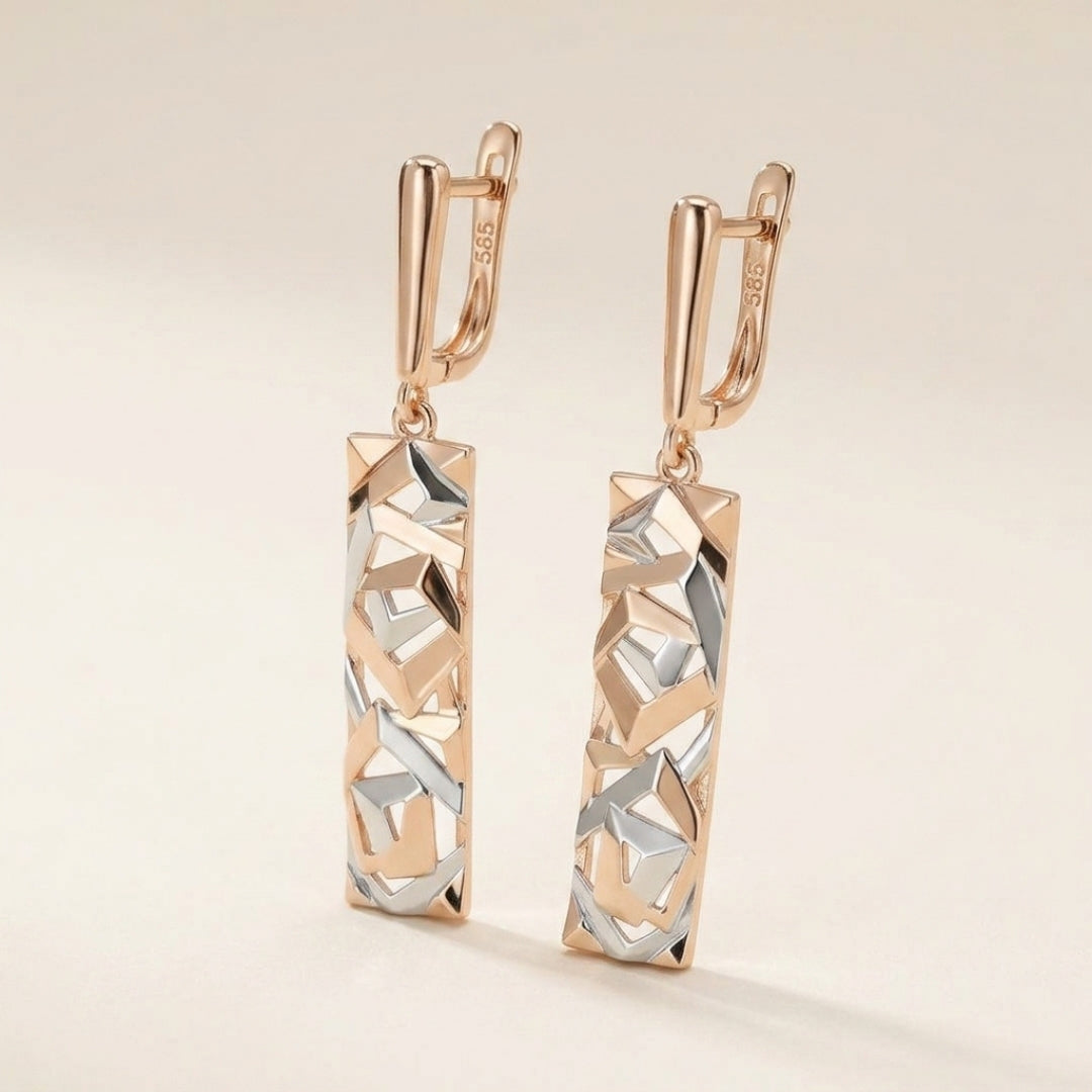 Two-Tone Faceted Bar Drop Earrings
