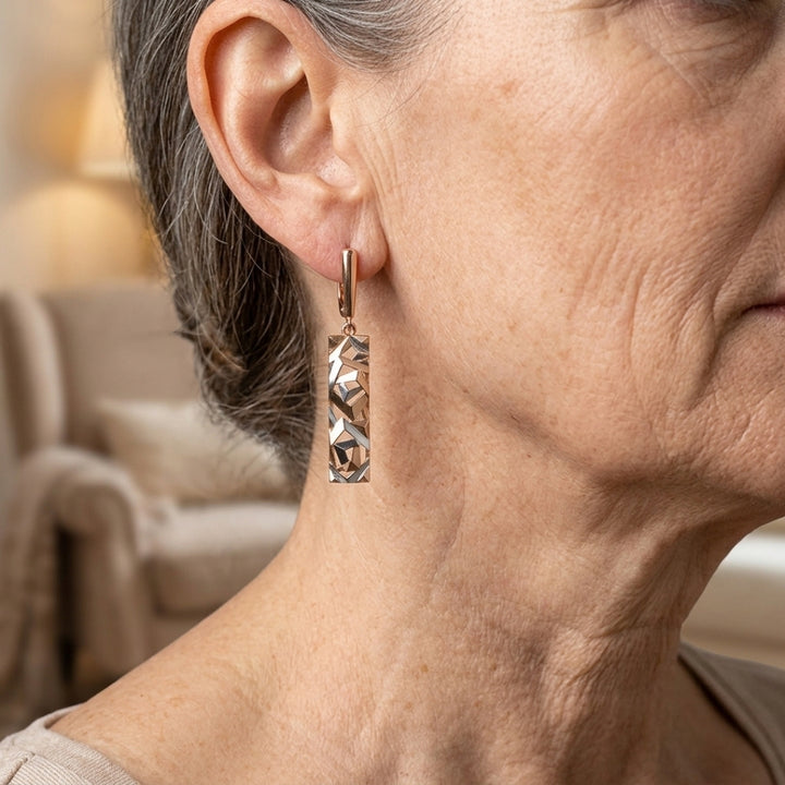 Two-Tone Faceted Bar Drop Earrings