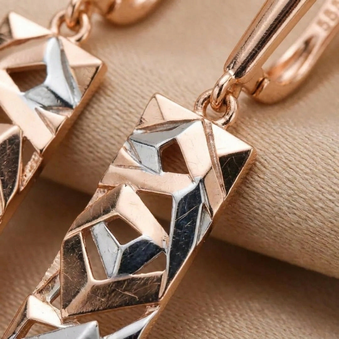 Two-Tone Faceted Bar Drop Earrings