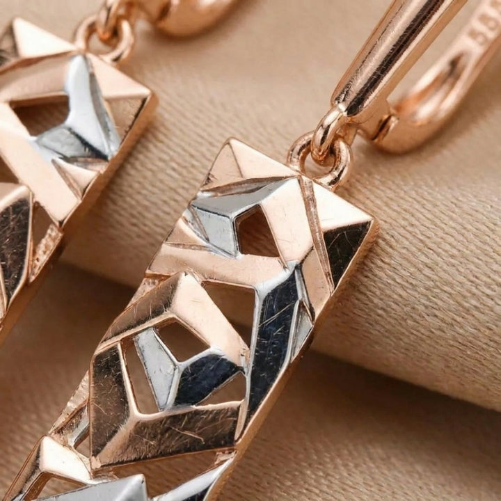 Two-Tone Faceted Bar Drop Earrings