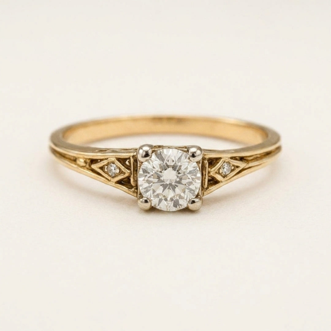 Solitaire Tapered Band Ring