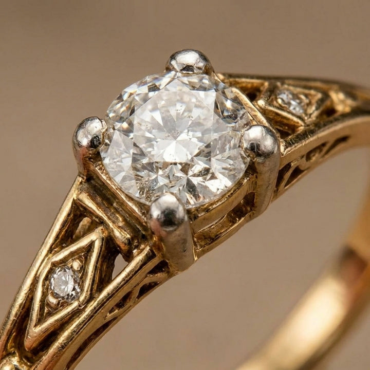 Solitaire Tapered Band Ring