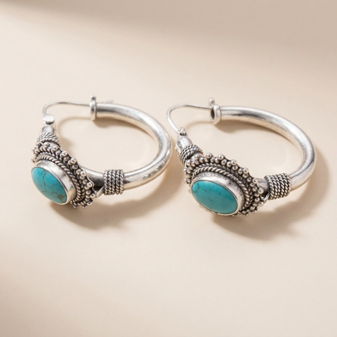 Vintage Turquoise Hoop Earrings