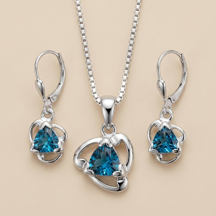 Sapphire Solitaire Pendant + Earrings