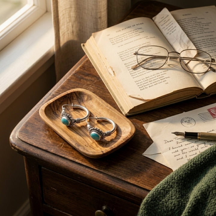 Vintage Turquoise Hoop Earrings