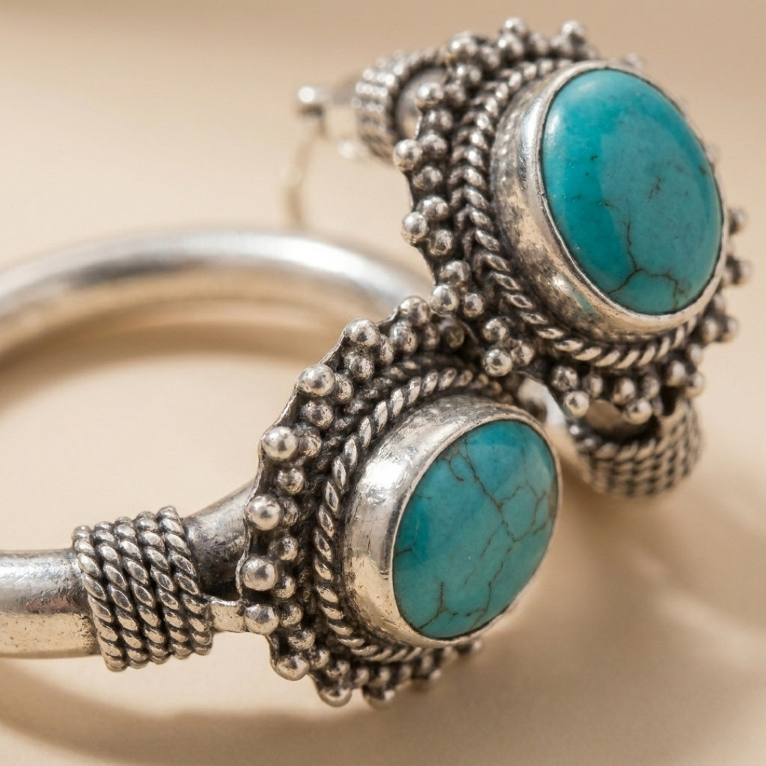 Vintage Turquoise Hoop Earrings