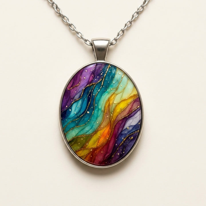 Colorful Resin Oval Pendant