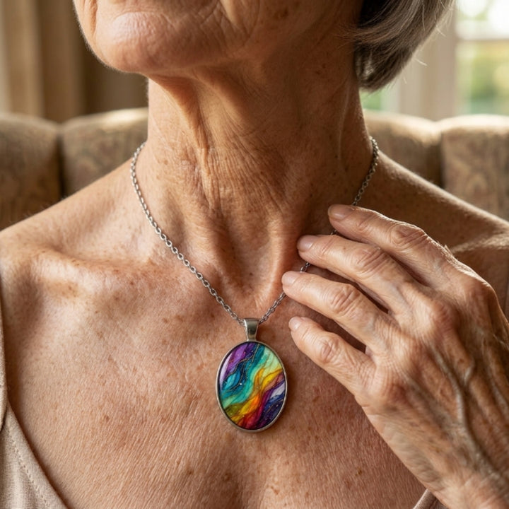 Colorful Resin Oval Pendant