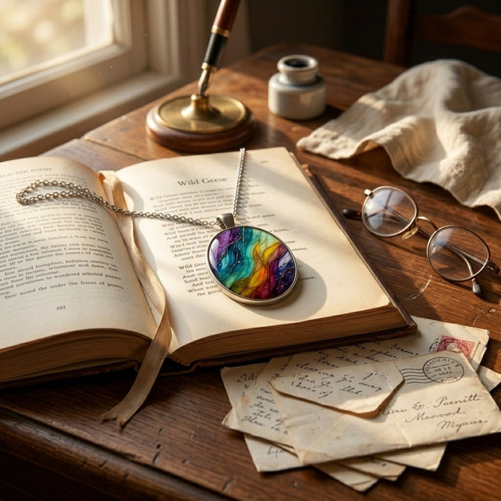 Colorful Resin Oval Pendant