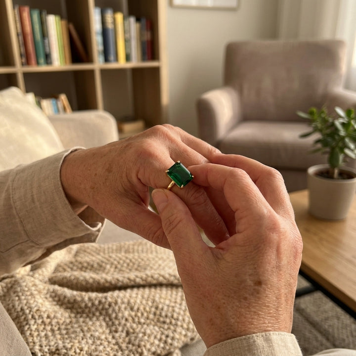 Spring Rain Emerald Ring
