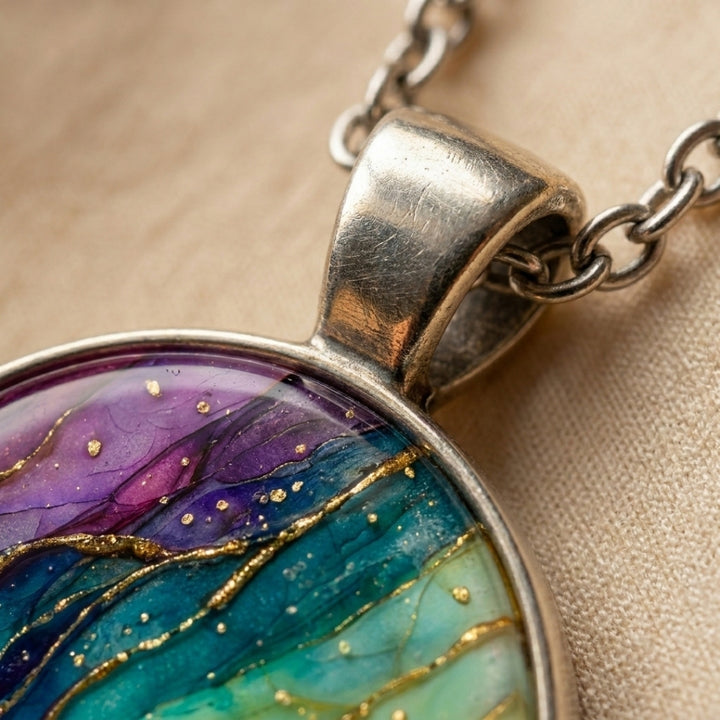 Colorful Resin Oval Pendant