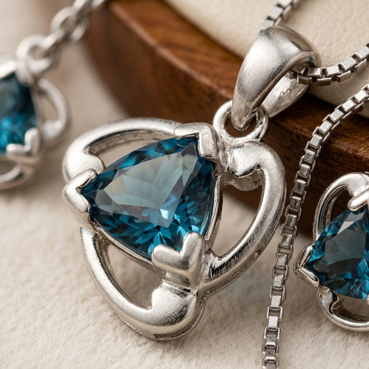Sapphire Solitaire Pendant + Earrings
