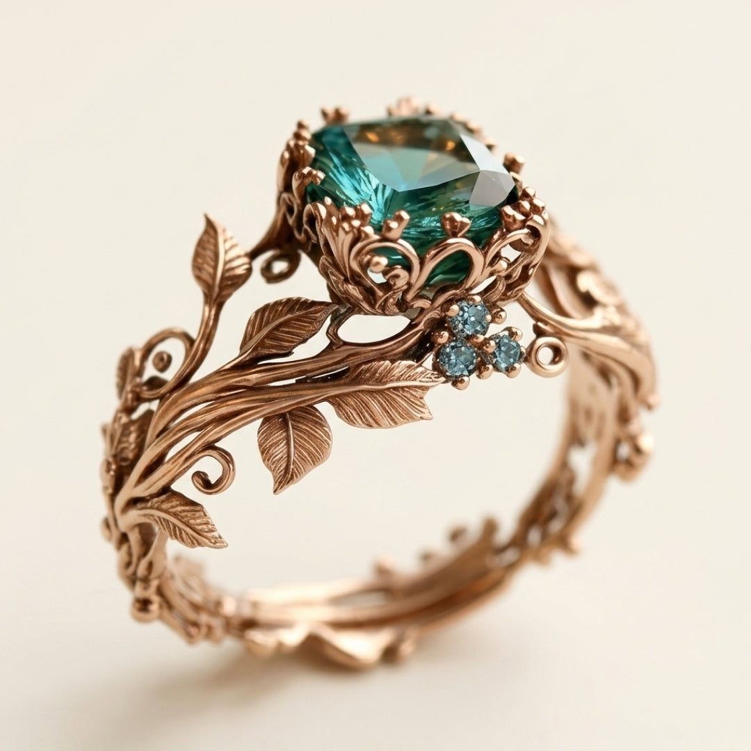 Emerald Leaf Ring