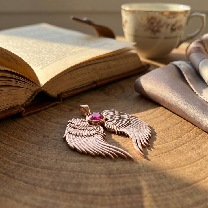 Angel Wing Birthstone Pendant