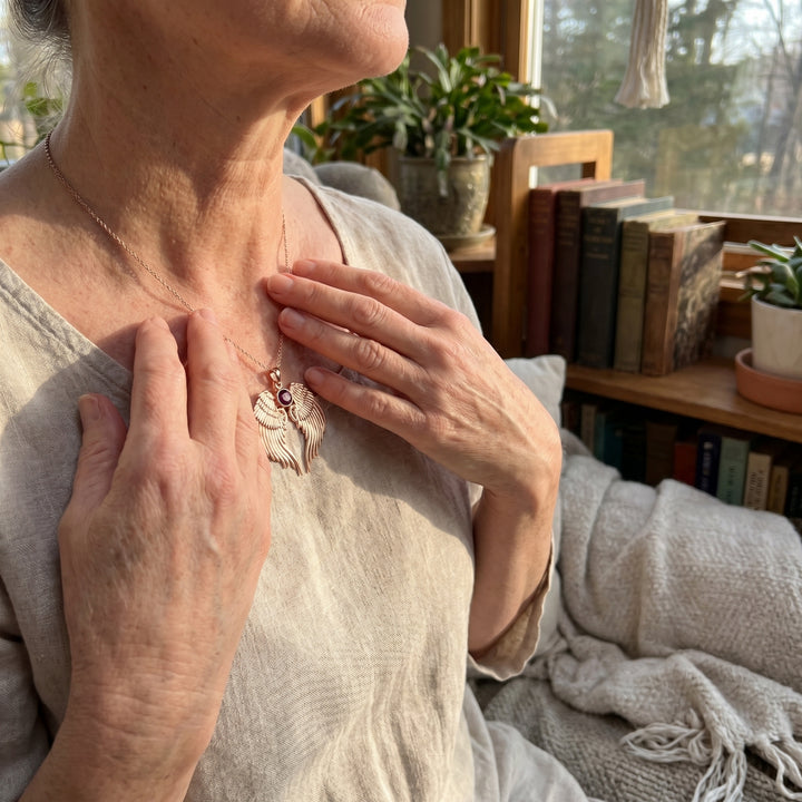 Angel Wing Birthstone Pendant