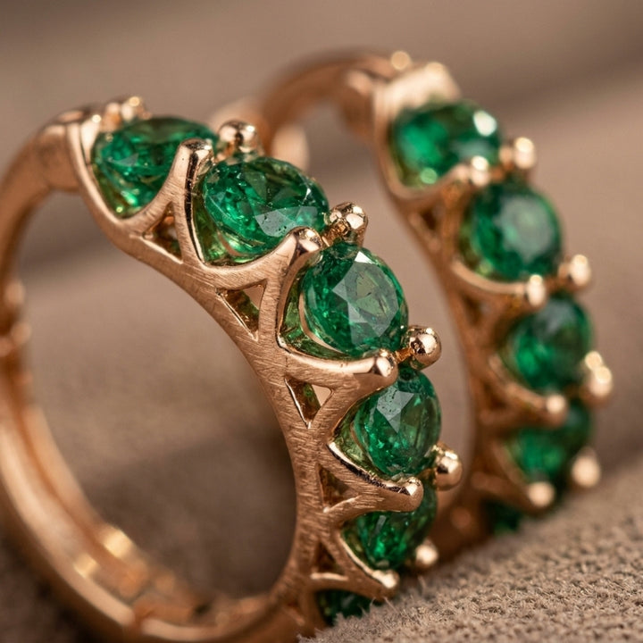 Emerald Crown Hoop Earrings