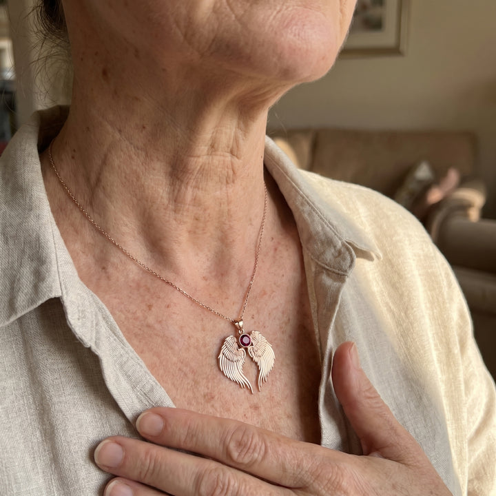Angel Wing Birthstone Pendant