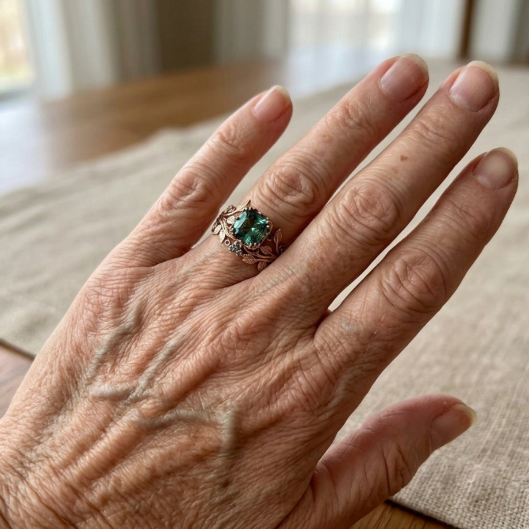 Emerald Leaf Ring