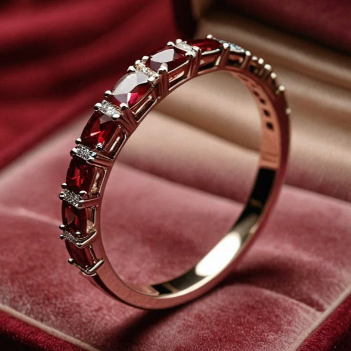 Red Crystal Channel Band Ring
