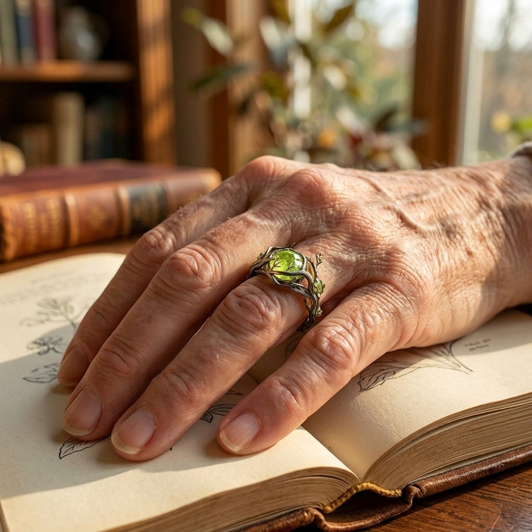 Green Opal Branch Ring