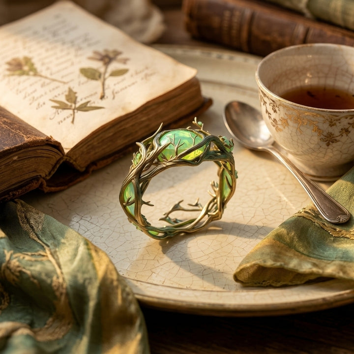 Green Opal Branch Ring