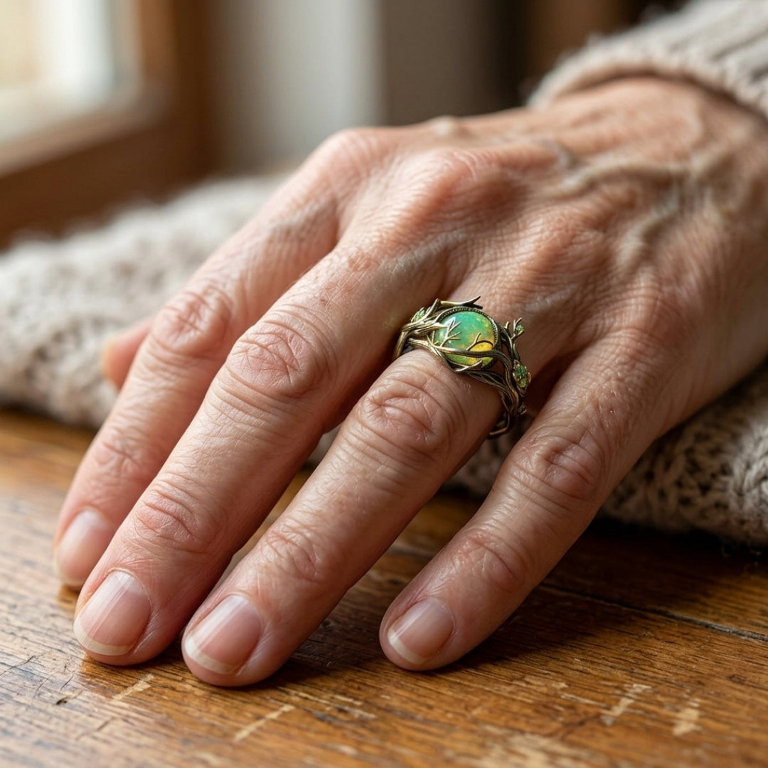 Green Opal Branch Ring