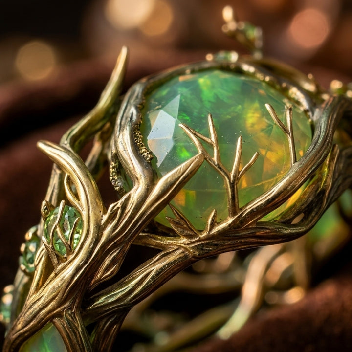 Green Opal Branch Ring