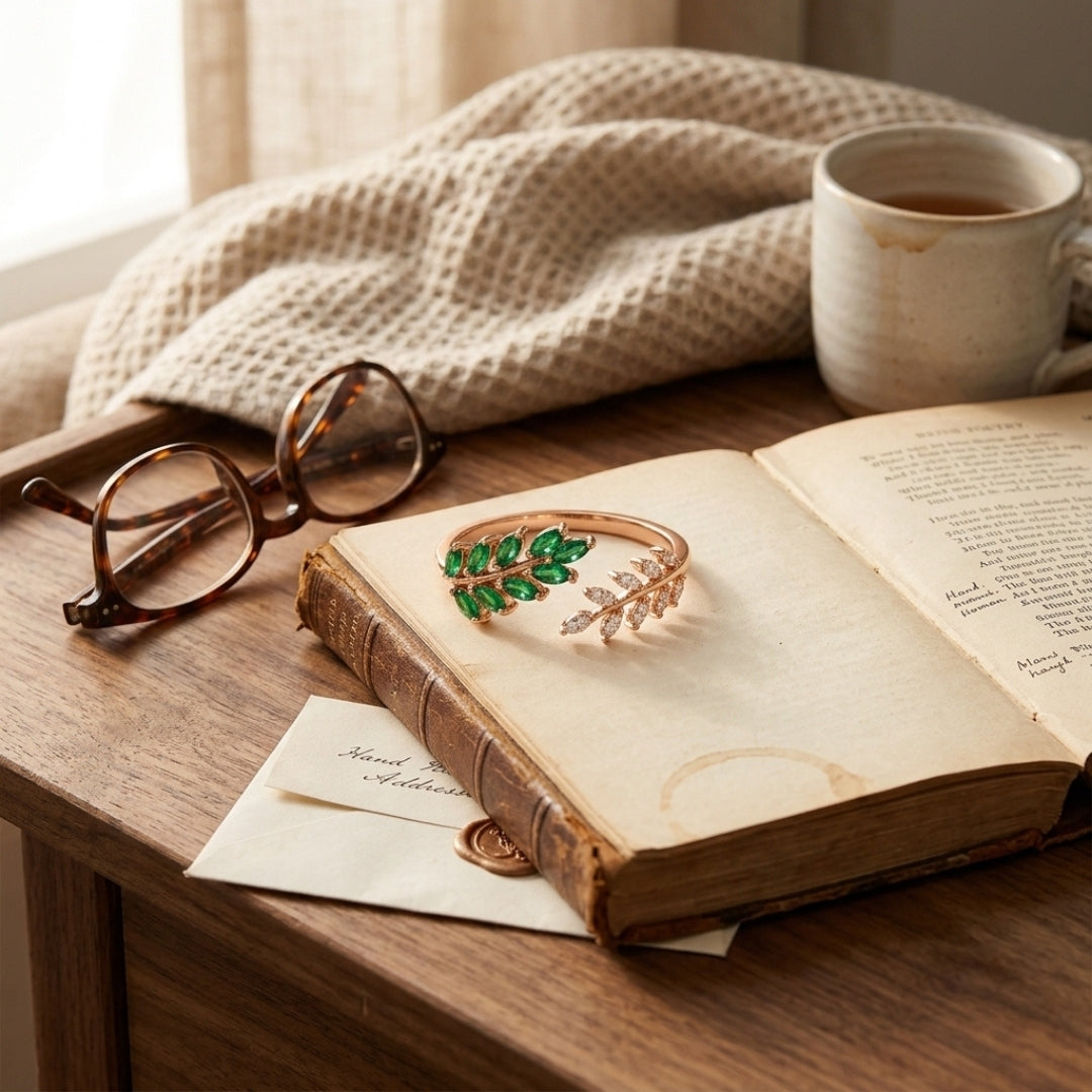 Emerald Laurel Ring