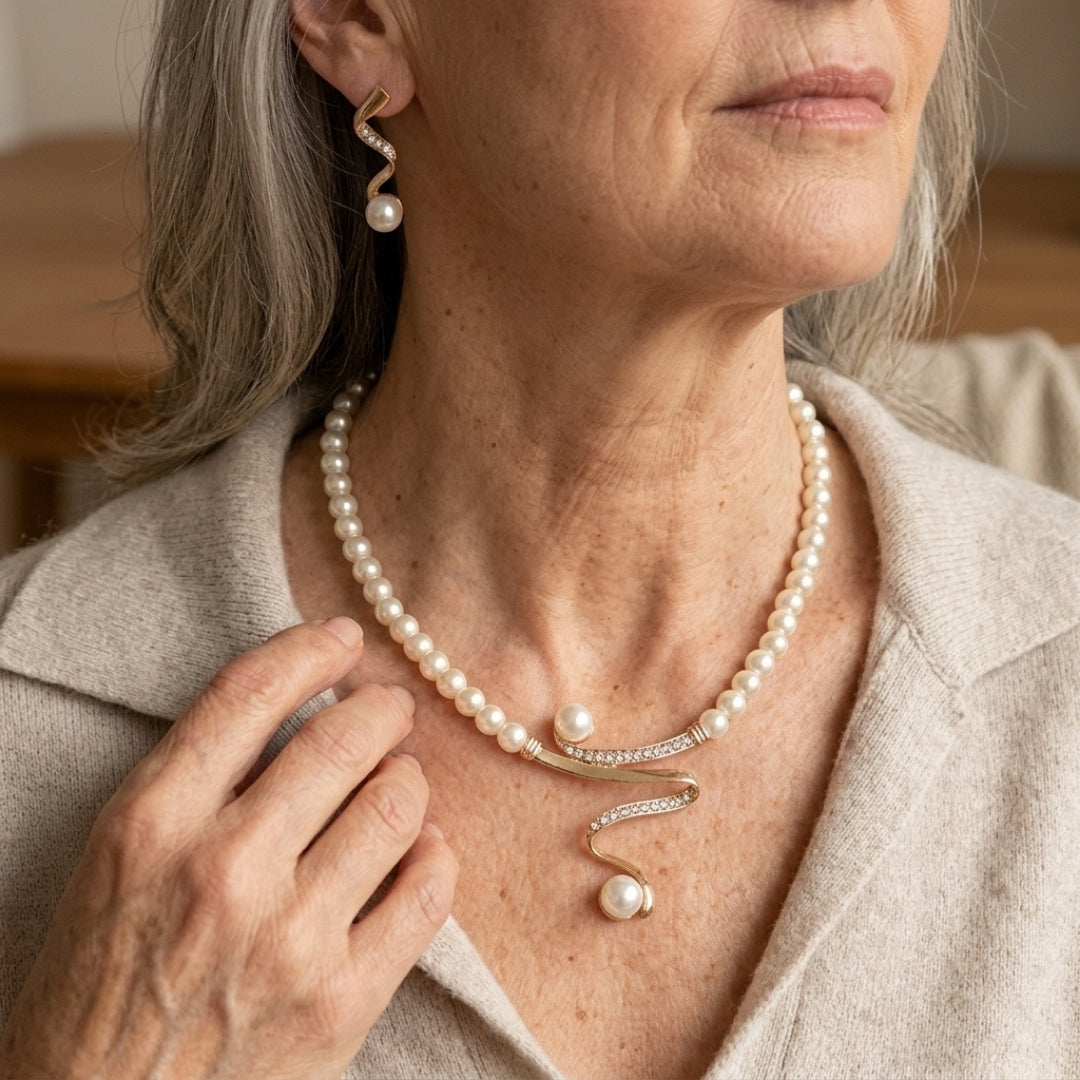 Pearl Drop Necklace &amp; Stud Set