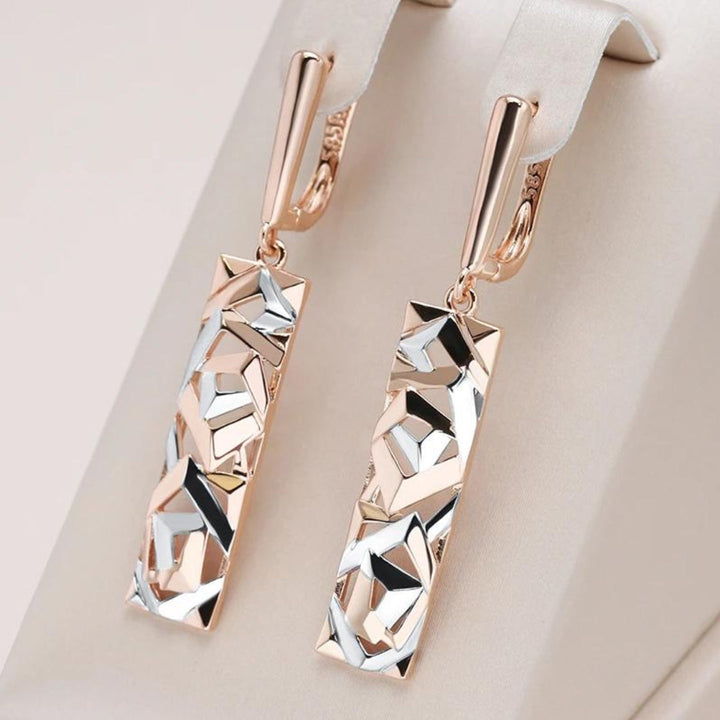 Two-Tone Faceted Bar Drop Earrings