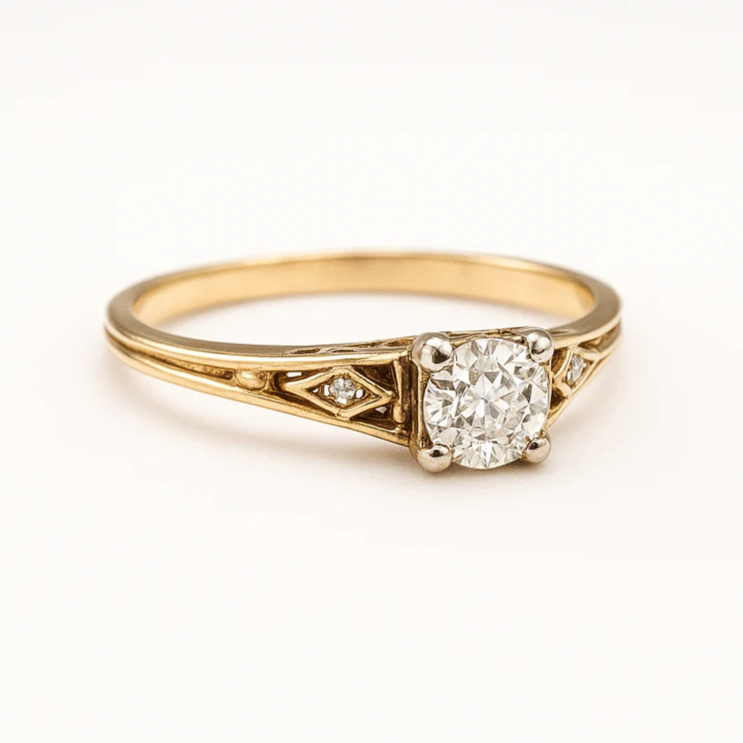 Solitaire Tapered Band Ring