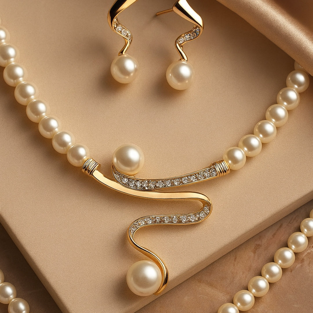 Pearl Drop Necklace &amp; Stud Set