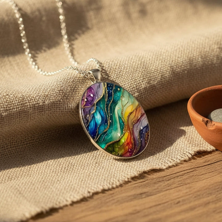 Colorful Resin Oval Pendant