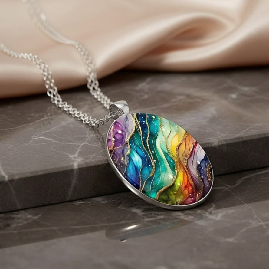 Colorful Resin Oval Pendant