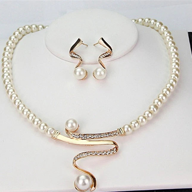 Pearl Drop Necklace &amp; Stud Set