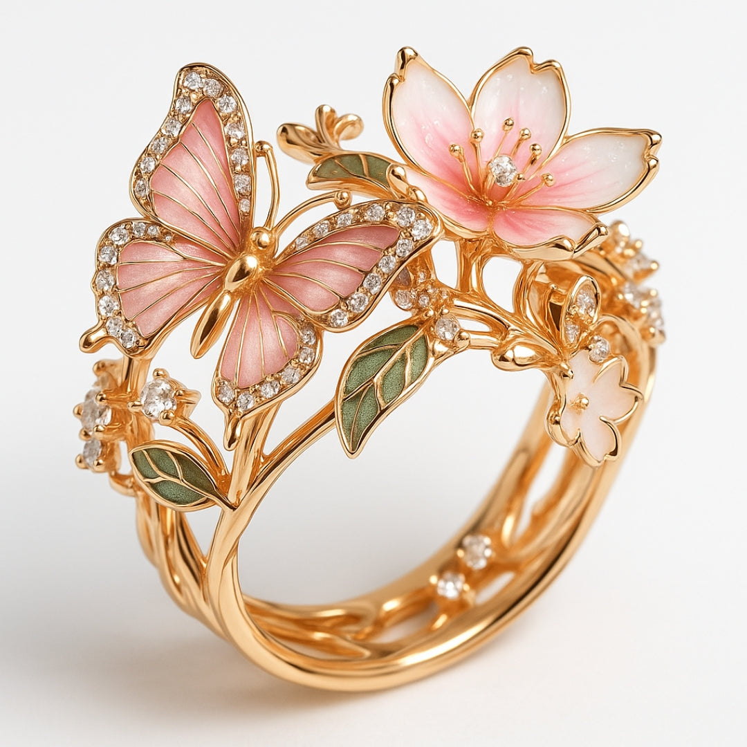 Butterfly Garden Zirconia Ring