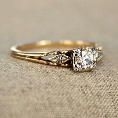 Solitaire Tapered Band Ring