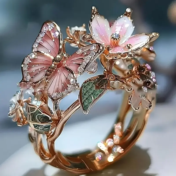 Butterfly Garden Zirconia Ring