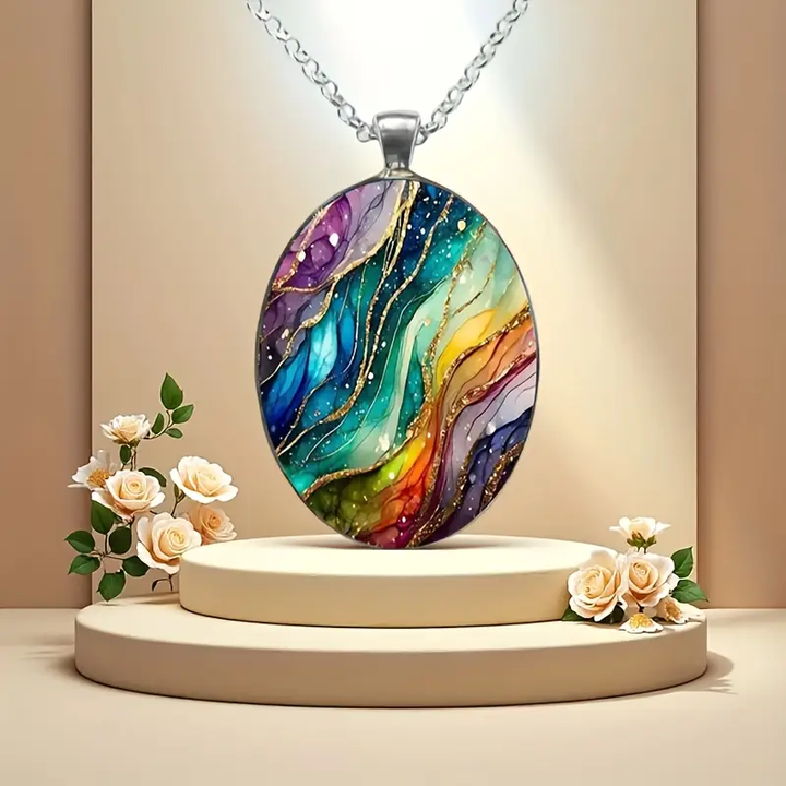 Colorful Resin Oval Pendant